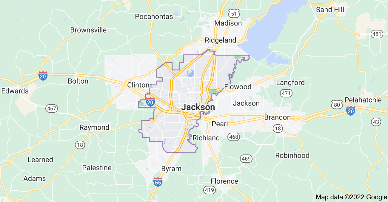 Community Phone's landline coverage map in Jackson, Mississippi