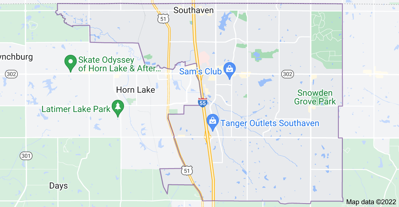 Community Phone's landline coverage map in Southaven, Mississippi